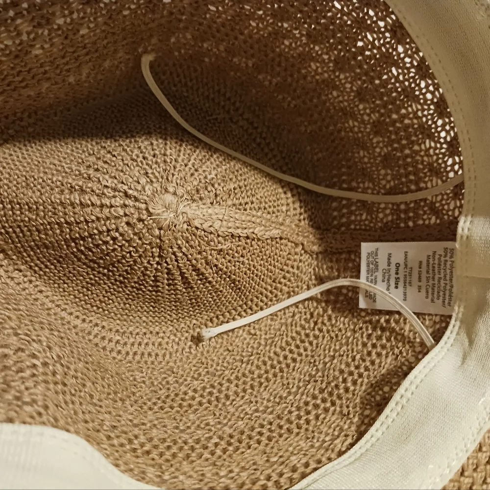Straw Tan Boho Cowboy Summer Hat With Leather Tie Strings Osfa - Picture 6 of 8